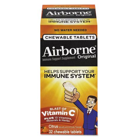Airborne Immune Support Chewable Tablet Citrus 32 Count National