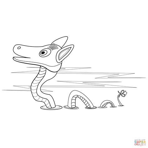 Cartoon Loch Ness Monster Coloring Page Free Printable Coloring Pages