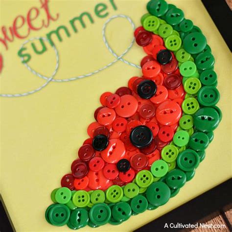 Easy Watermelon Button Craft And Free Printable