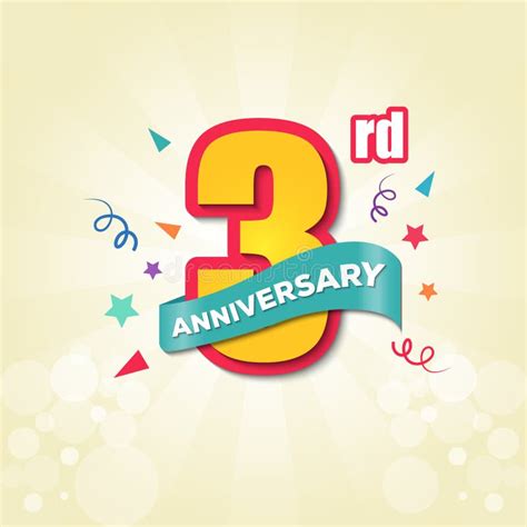 Colorful Anniversary Emblem 3rd Anniversary Template Design Vector