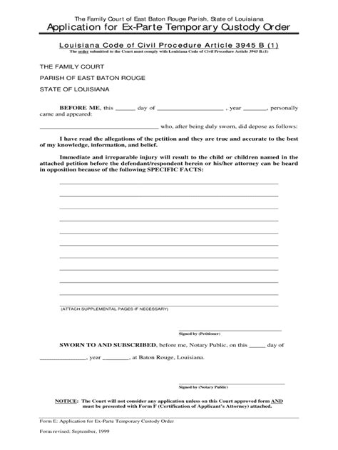 Ex Parte Custody Form 1999 Fill Out And Sign Online Dochub