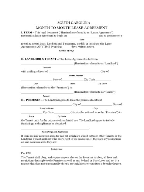 South Carolina Rent And Lease Template Free Templates In Pdf Word