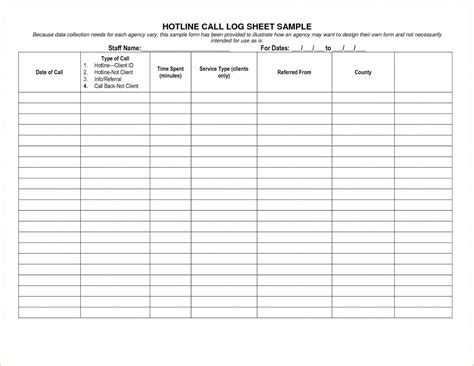 Sample Printable Call Log Templates In Excel Employee Communication Log