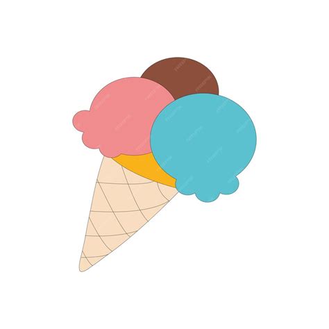 Premium Vector A Colorful Ice Cream Cone With Three Scoops Of Ice Cream