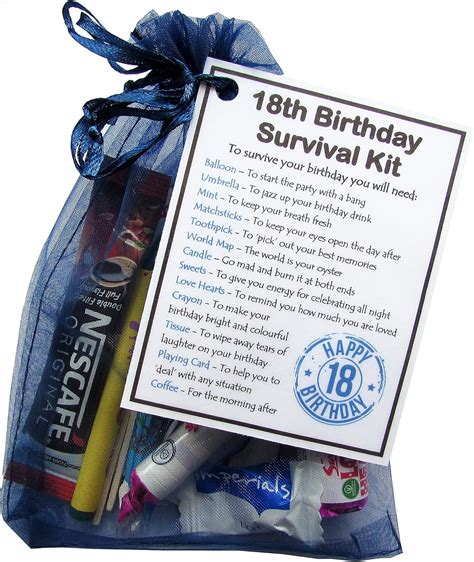 Smile Ts Uk 18th Birthday Survival Kit T Novelty 18th T For Him Blue Bag 18th