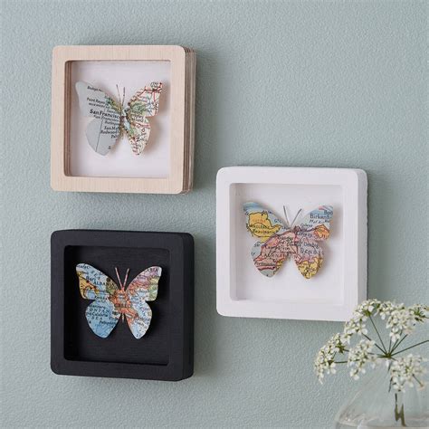 Personalised 3d Miniature Map Butterfly Frame By Bombus