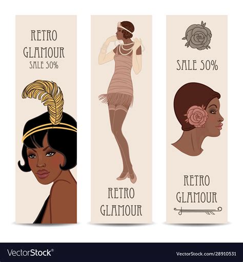 retro fashion glamour girl twenties african vector image