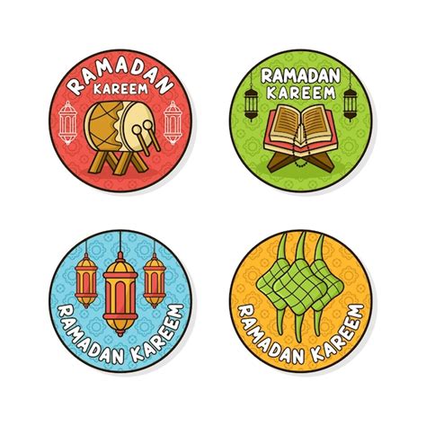 Premium Vector Ramadan Kareem Sticker Design Collection