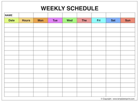 Blank Weekly Template Printable | Free Weekly Schedule ...
