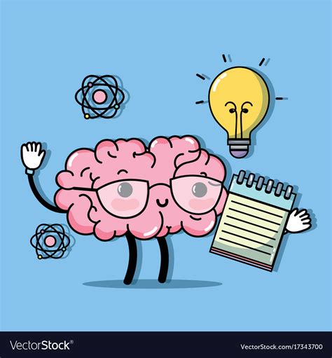 Set Kawaii Brain With Knowledge Education Vector Image