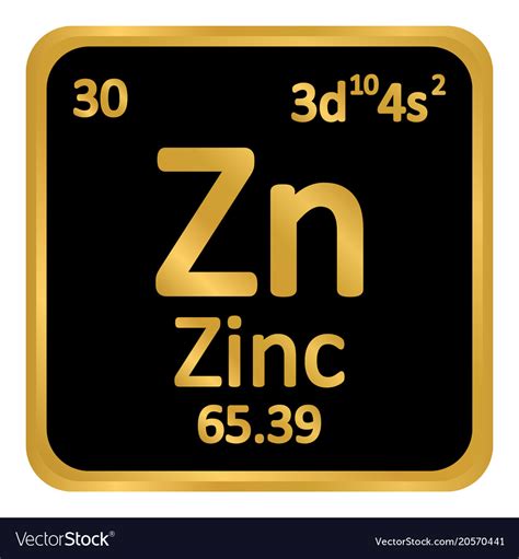 Periodic Table Element Zinc Icon Royalty Free Vector Image
