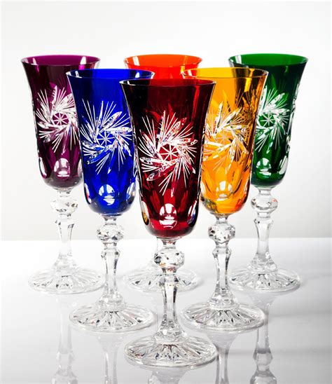 Cardinal 24 Lead Crystal Multicoloured Champagne Glasses