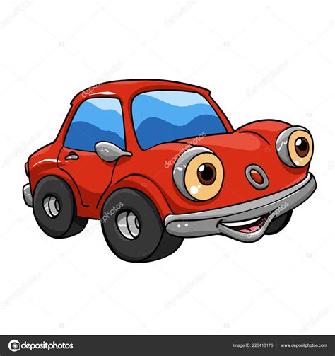 Una imagen de una familia de conducción en su automóvil con el equipaje en la parte superior. Carros Engraçados Dos Desenhos Animados Carro Vermelho Desenho Animado Vector imagem vetorial de ...