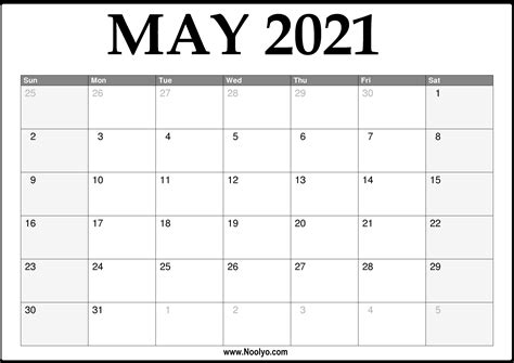 2021 May Calendar Printable Calendars 2021