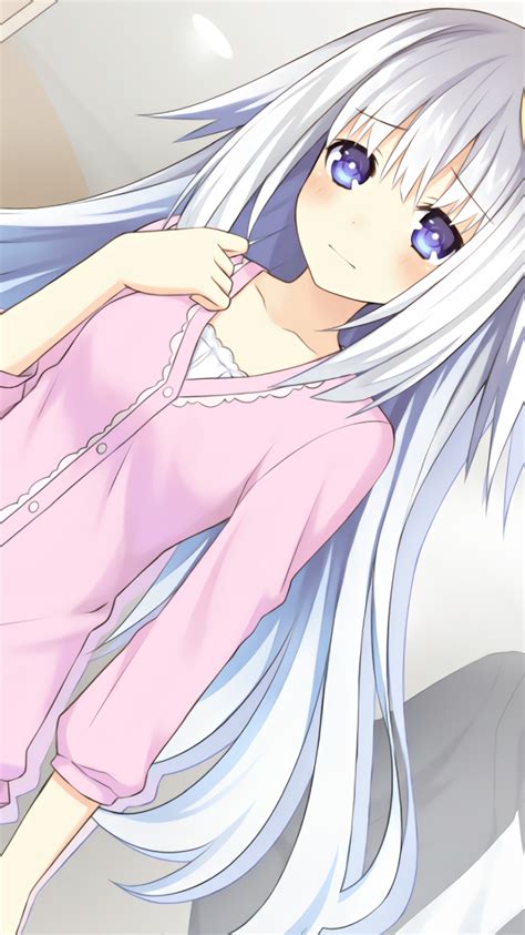 Anime Date A Live Maria Arusu Purple Eyes White Hair Long Hair