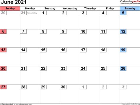 Printable Calendar June July 2021 Excel Free Printable Calendar Monthly