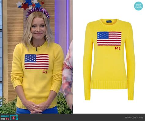 Wornontv Kellys Yellow American Flag Sweater On Live With Kelly And