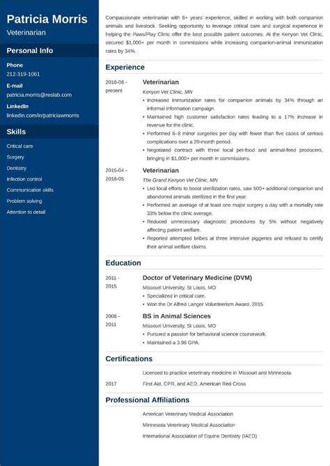 Veterinarian Resume—examples And 25 Writing Tips