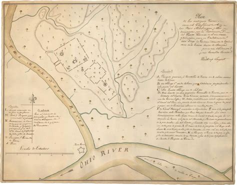 Important 18th Century Manuscript Map Of The Indian Mounds