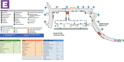 Boston Logan International Airport Map Bos Printable Terminal Maps