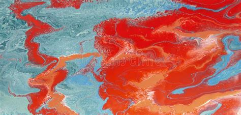 Smooth Stains Pattern Of Red And Blue Acrylic Paints Stock Image