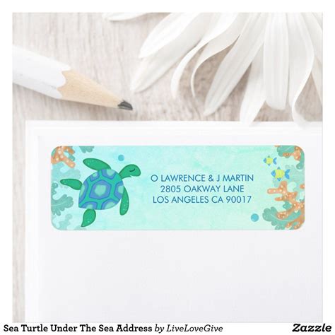 Sea Turtle Under The Sea Address Label Zazzle Com Custom Gift Tags