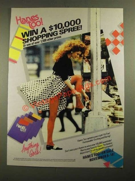Ef0801 1987 Hanes Too Pantyhose Ad Win A 10000 Shopping Pantyhose Vintage Ads Old Ads
