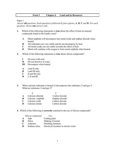 Pet sample paper speaking candidate's booklet. Science Form 3 Pt3 Questions