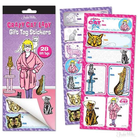 Crazy Cat Lady T Tag Stickers Archie Mcphee And Co