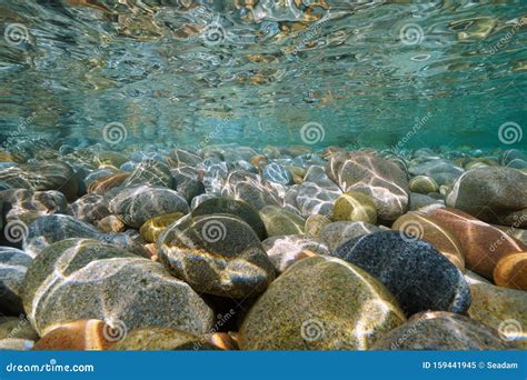 Pebbles Stone Underwater Below Water Surface Stock Image Image Of