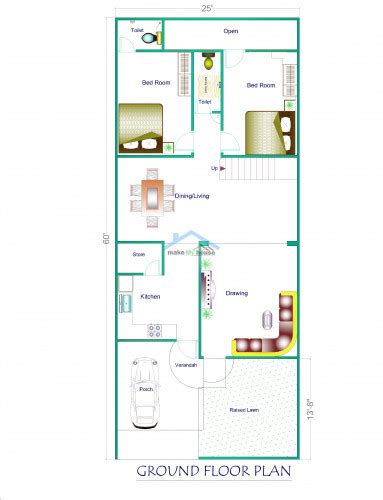 Buy 25x60 House Plan 25 By 60 Elevation Design Plot Area Naksha