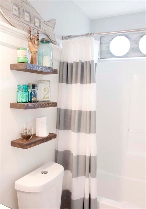 Adding a floating shelf above the toilet is an easy way to add a little charm to a teeny bathroom. Design ideas for the small bathroom