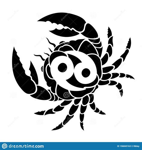 Black Tattoo Art With Cancer And Zodiac Sign Stock Vector