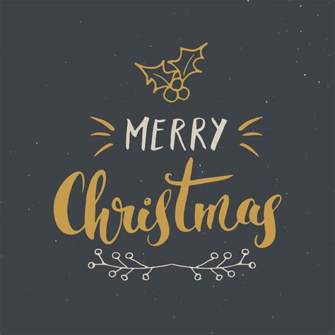 Merry Christmas Calligraphic Lettering Typographic Greetings Design
