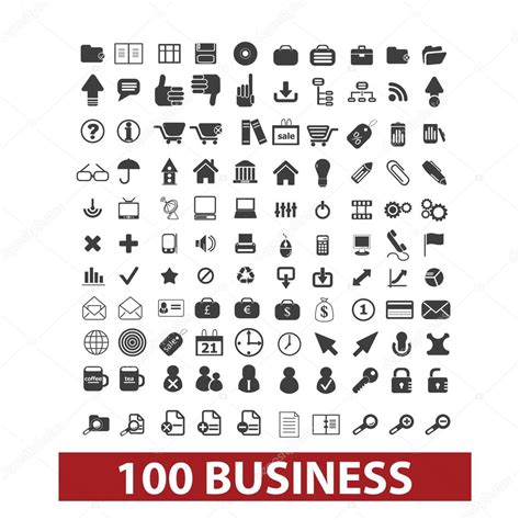 100 Business And Office Icons Signs Set Vector Stock Vector Image By