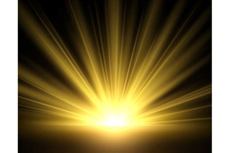 Golden Glow Of Sun Rays Yellow Light Isolated On Black Background Go