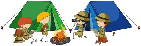 Four Kids Camping Out 363480 Vector Art At Vecteezy