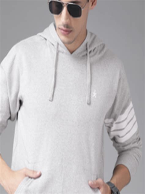 Buy Roadster Men Grey Melange Solid Hooded Sweatshirt Sweatshirts For