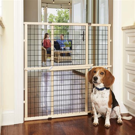 North States Mypet Natural Wood Extra Tall Wire Mesh Dog Gate 295