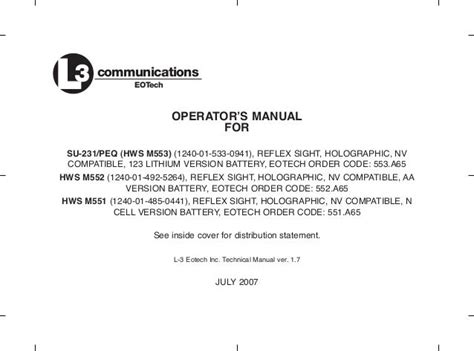 Instruction Manual Eotech 553 Su231peq Sight Optics Trade