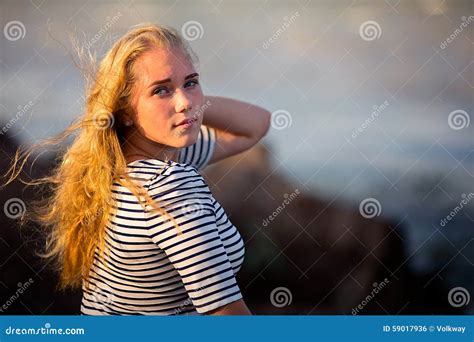Teenage Girl On The Sea Stock Photo Image Of Leisure 59017936