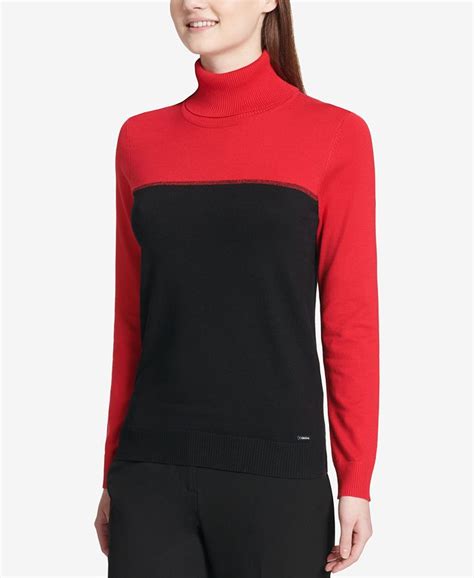 Calvin Klein Colorblock Turtleneck Sweater Macys