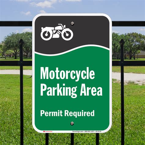 Motorcycle Parking Area Permit Required Sign Sku K2 0119