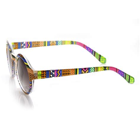 Retro Indie Hipster Fashion Round Pattern Sunglasses Zerouv