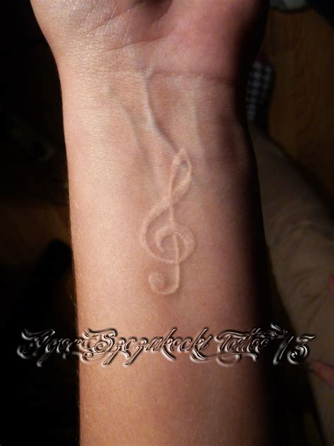 White Violin Key Tattoo Done By Igor Sz More Tattoos On My Facebook