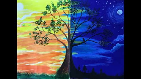 Acrylic Painting Of Day And Night Youtube