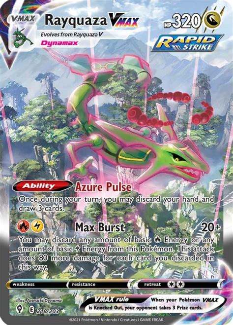 Rayquaza Vmax Swsh Evolving Skies 218203 Pokemon Single Card