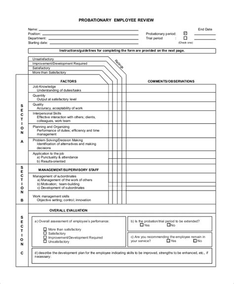 Free 11 Sample Employee Review Forms In Pdf Ms Word Excel