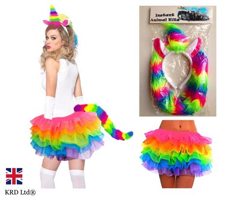 ladies rainbow magical unicorn halloween fancy dress tutu girls costume skirt uk halloween