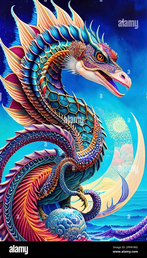 Fantasy Sea Dragon Illustration Stock Photo Alamy